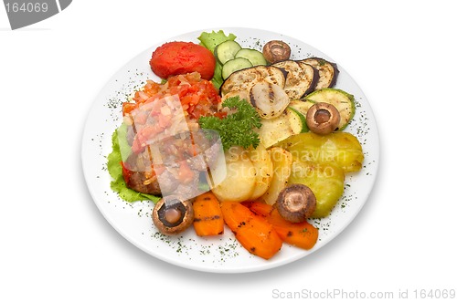 Image of grilled veal fillet mignon with grilled vegetables