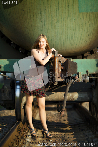 Image of Beautiful Girl on Railway Station