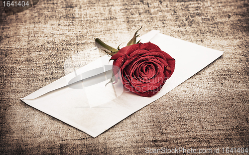 Image of Red Rose and Letter
