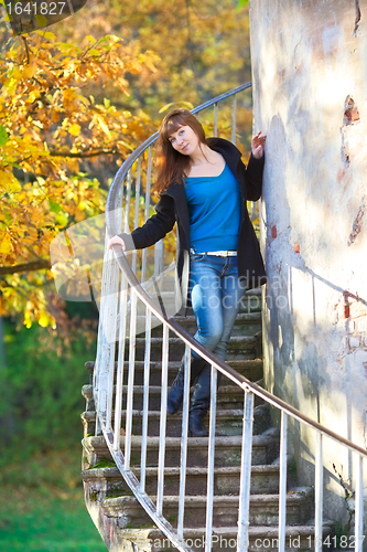 Image of Girl on Tower Stairway