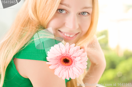 Image of Beautiful Girl with Flower