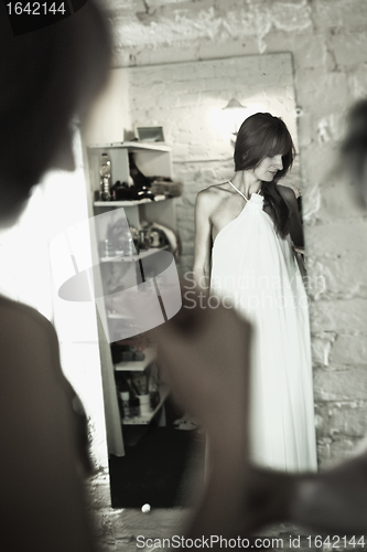 Image of Bride Before Mirror