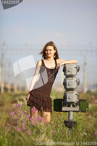 Image of Beautiful Girl on Railway Station