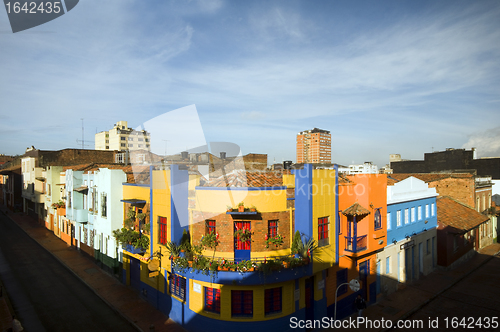 Image of rooftop view La Candelaria Bogota Colombia colorful architecture