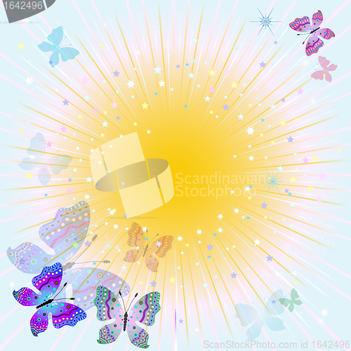 Image of Abstract spring frame with rays