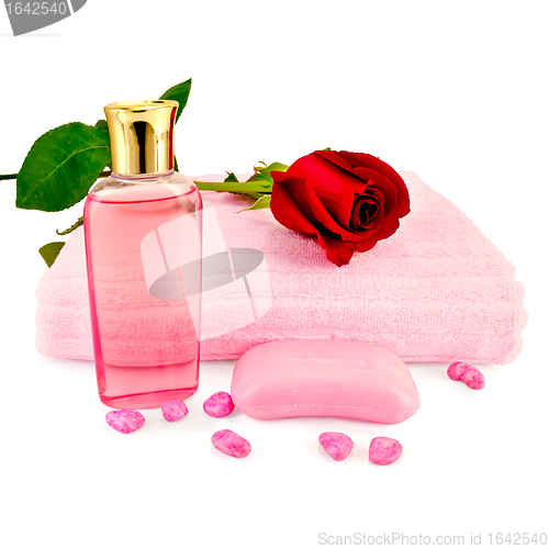 Image of Shower gel with soap and a rose