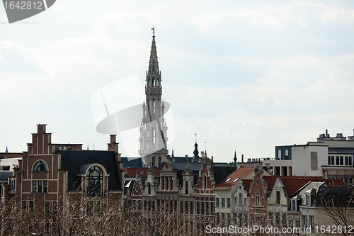 Image of Brussels City Hall tower over buildings