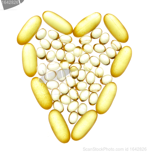Image of Heart shape made from fish oil capsules