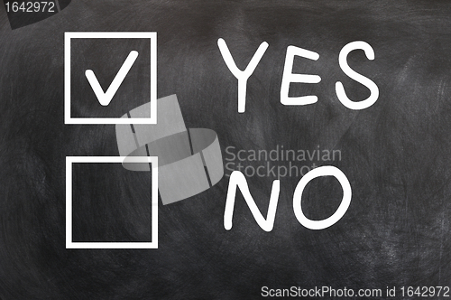 Image of Check boxes of Yes and No