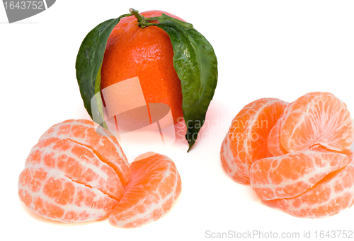 Image of One mandarin and his slices