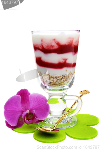 Image of Puff yogurt with berries and granola.