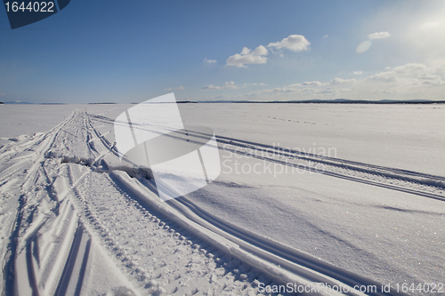 Image of The crack in the ice on the sleigh track