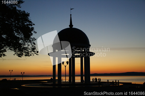 Image of Sunset on a lake and rotonda