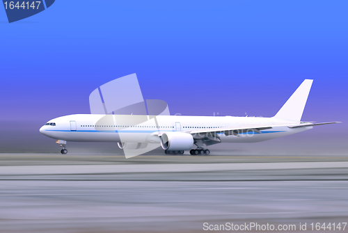 Image of white plane on runway