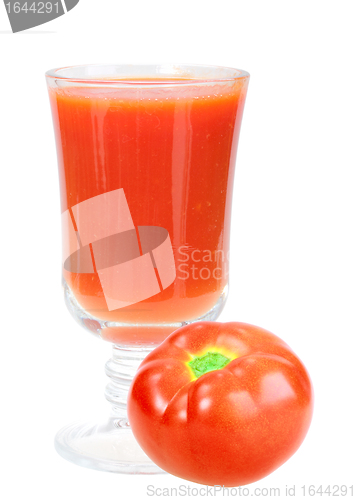 Image of Single glass with red tomato juice