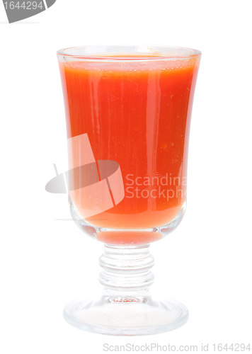 Image of Single glass with red tomato juice