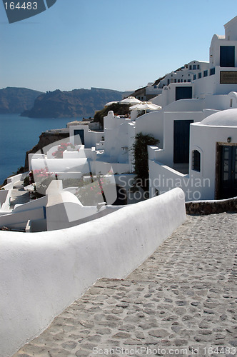 Image of stairway to hotels santorini