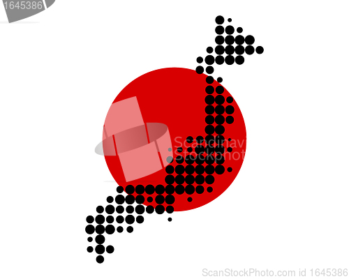 Image of Map and flag of Japan