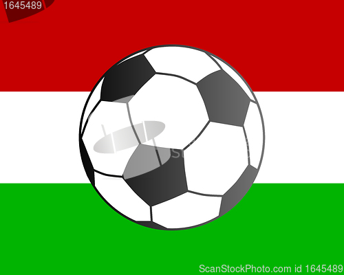Image of Flag of Hungary and soccer ball