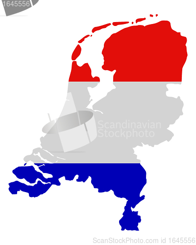 Image of Map and flag of the Netherlands