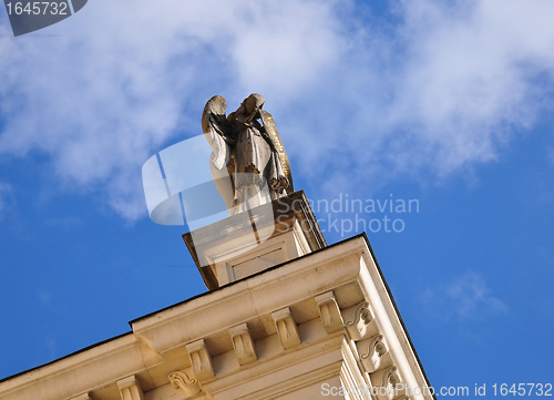 Image of Angel on church Maria Himmelfahrt in Deggendorf, Bavaria