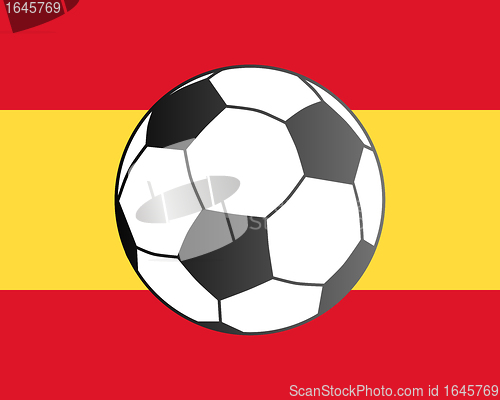 Image of Flag of Spain and soccer ball