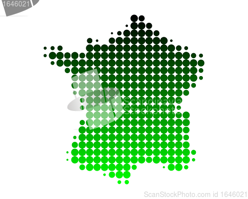 Image of Map of France in dots with green gradient