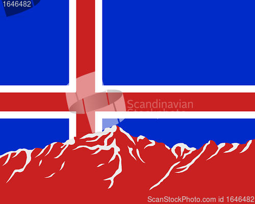 Image of Mountains with flag of Iceland