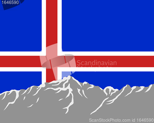 Image of Mountains with flag of Iceland