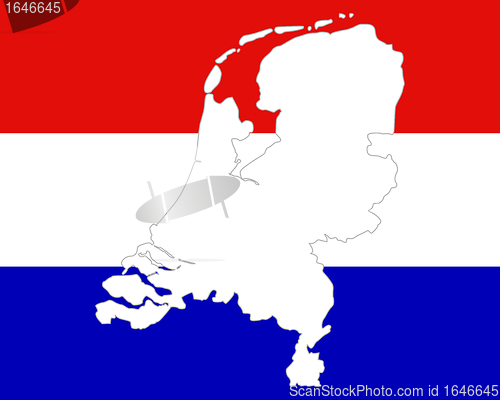 Image of Map and flag of the Netherlands
