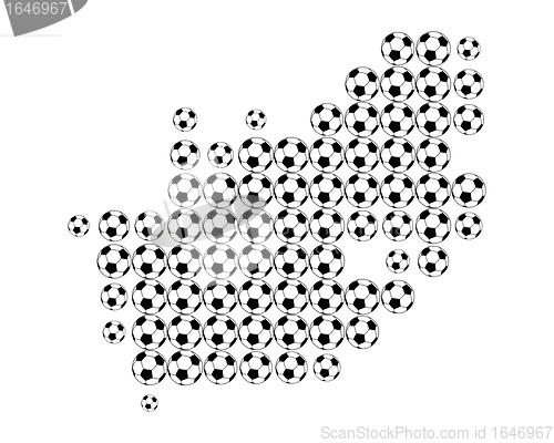 Image of Map of South Africa in soccer balls