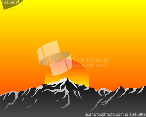 Image of Mountains with sun