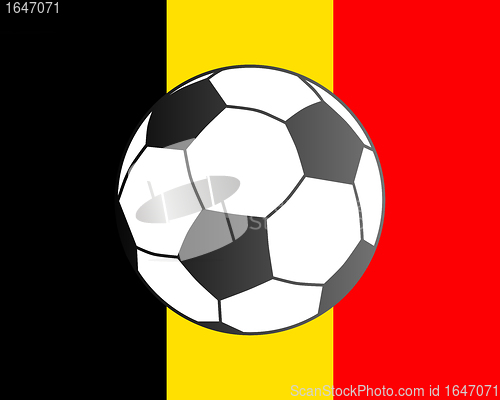 Image of Flag of Belgium and soccer ball