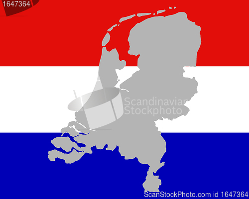 Image of Map and flag of the Netherlands