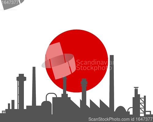 Image of Industry and flag of Japan