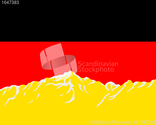 Image of Mountains with flag of Germany