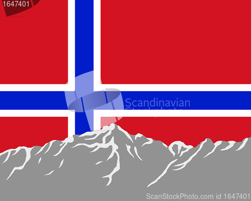 Image of Mountains with flag of Norway