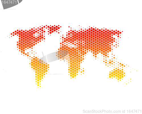 Image of World map in hexagons