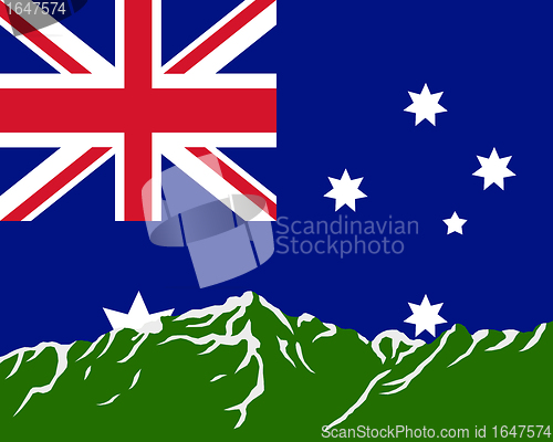 Image of Mountains with flag of Australia