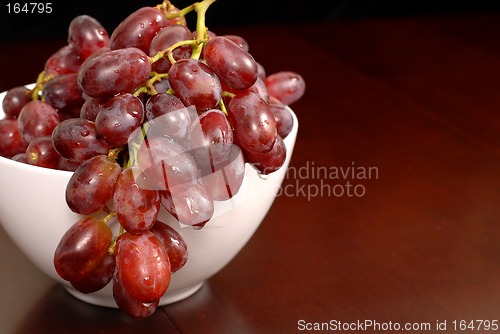 Image of Grapes in a white bowl on table