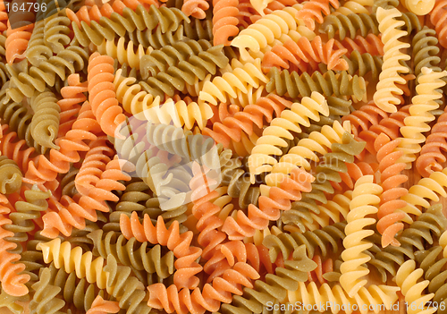 Image of Dried tri-colored fusilli pasta