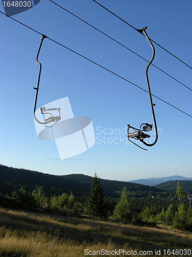 Image of Chair-lift and the blue sky