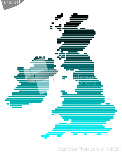 Image of Vector map of British Isles in broad lines