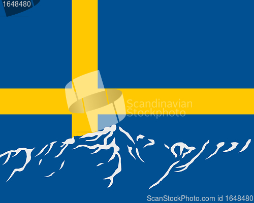Image of Mountains with flag of Sweden