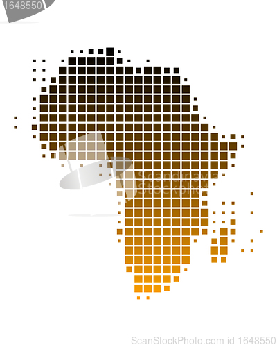Image of Map of Africa in squares with brown gradient