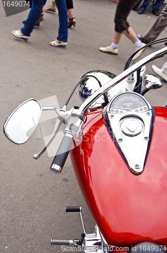 Image of Choper shiny motorcycle speedometer red fuel tank 