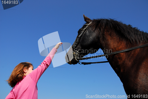 Image of child and black stallion