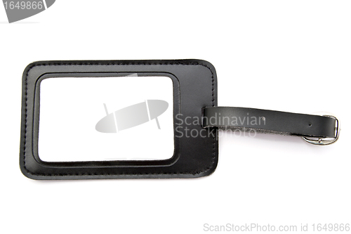 Image of Black leather Luggage tag 