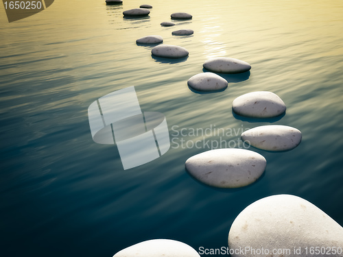 Image of step stones sunset