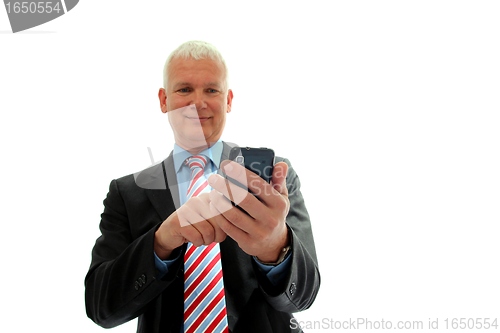Image of Businessman with mobile phone isolated
